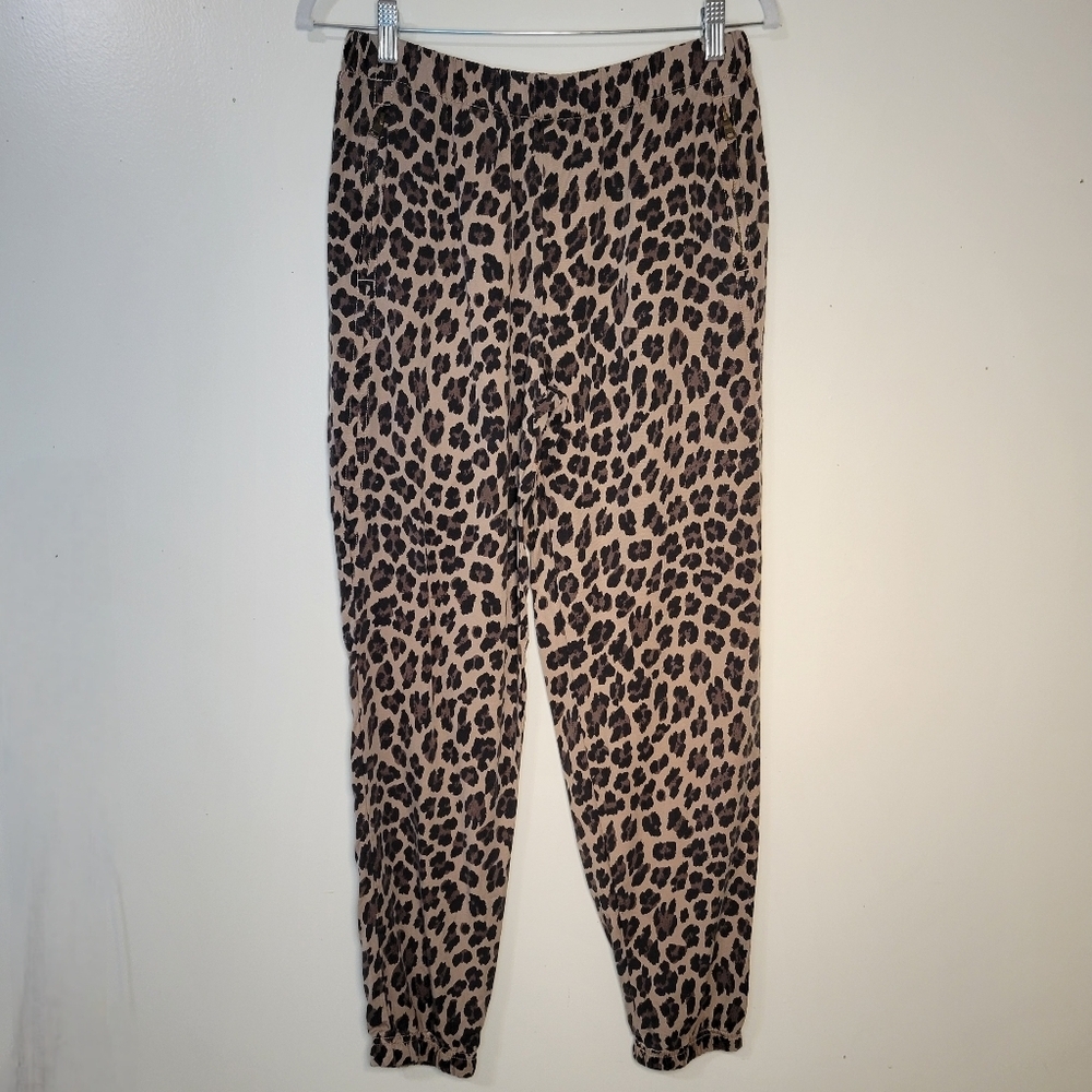 Young Fabulous & Broke Women's L Cheetah spot Zipper pocket Jogger Pants